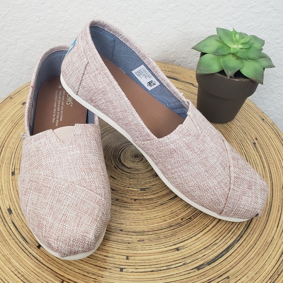 Toms Shoes - TOMS Metallic Mauve & Cream Linen Alpargata Canvas Slip-On - Womens U.S. Sz 7.5M